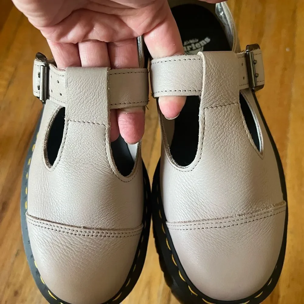 Dr. Martens Tstrap Platform Shoes Taupe PRICE FIRM